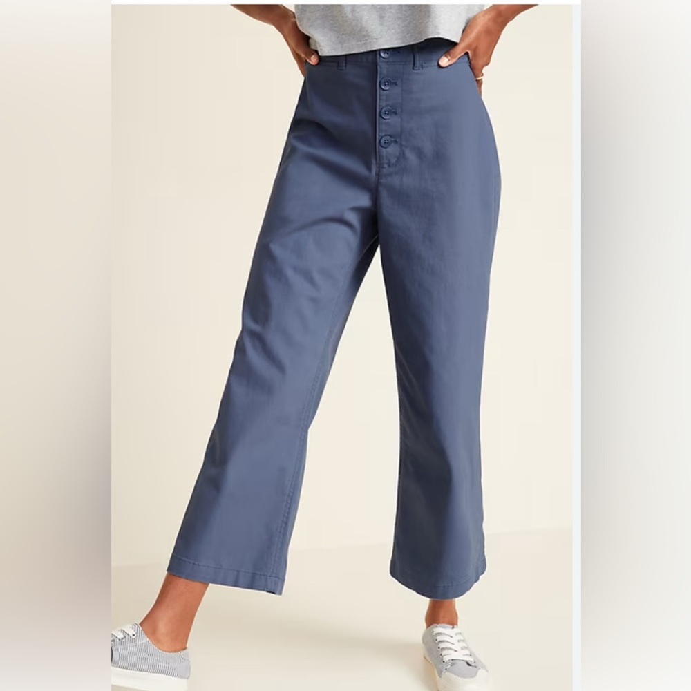 Old Navy  Extra High-Waisted Button-Fly Crop Wide-Leg Pants Blue size 20